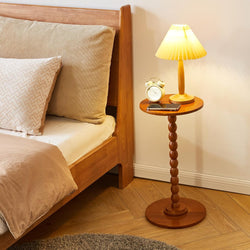 Lexi Nightstand Bedside Round Table - Cherry Wood