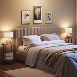 Ailsa 2-Tier Small Round Bedside Table - Rustic Brown+ Black