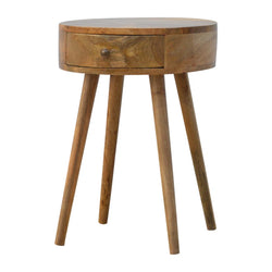 Arden Solid Wood Round Bedside Table - Brown