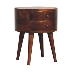 Morgan Round Solid Wood Bedside Table - Chestnut