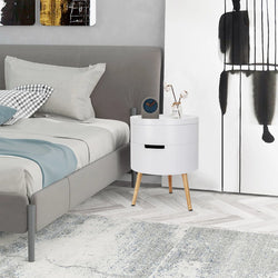 Ariana Minimalist Round Bedside Table - White