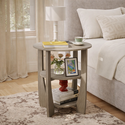 Fraser 3-Tier Round Bedside Table - Oak