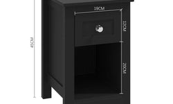 Ellijah Narrow Bedside Table - Black