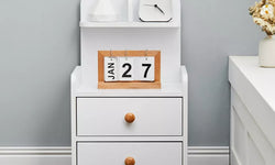 Emsley Narrow Bedside Table - White