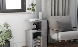 Hoch Open Shelf Bedside Table - Concrete Grey