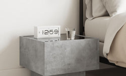 Ignacio Bedside Table with LED Lights - Concrete Grey