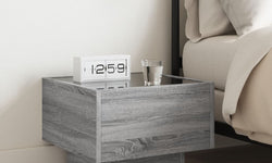 Ignacio Bedside Table with LED Lights - Grey Sonoma