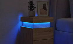 Jacleen 2 Drawers Bedside Table with LED Lights - Sonoma Oak