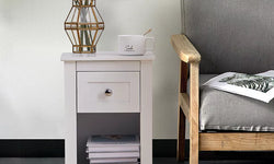 Marable Slim Bedside Table - White