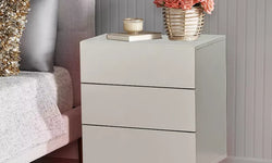 Samire Bedside Table 3 Drawers with LED Lights - White