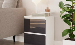 Shaker Bedside Table - White and Grey