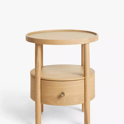 Taylor Nordic 2-Tier Round Bedside Table - Oak